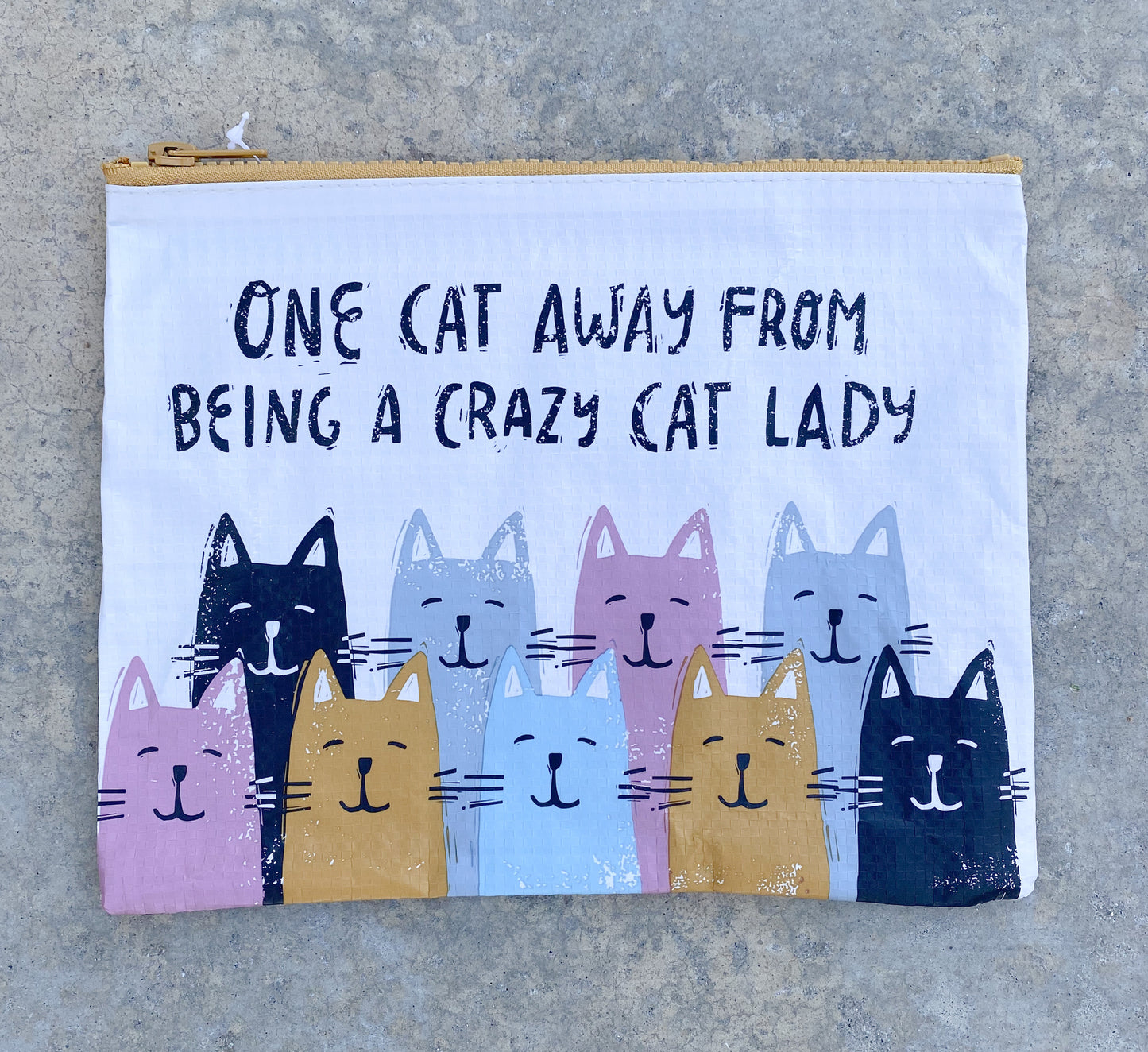Cat Zipper Pouch - Med 9.5" X 7"