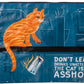 Cat Zipper Pouch - Large 14.25" X 10" Don't Leave Drinks Unattended