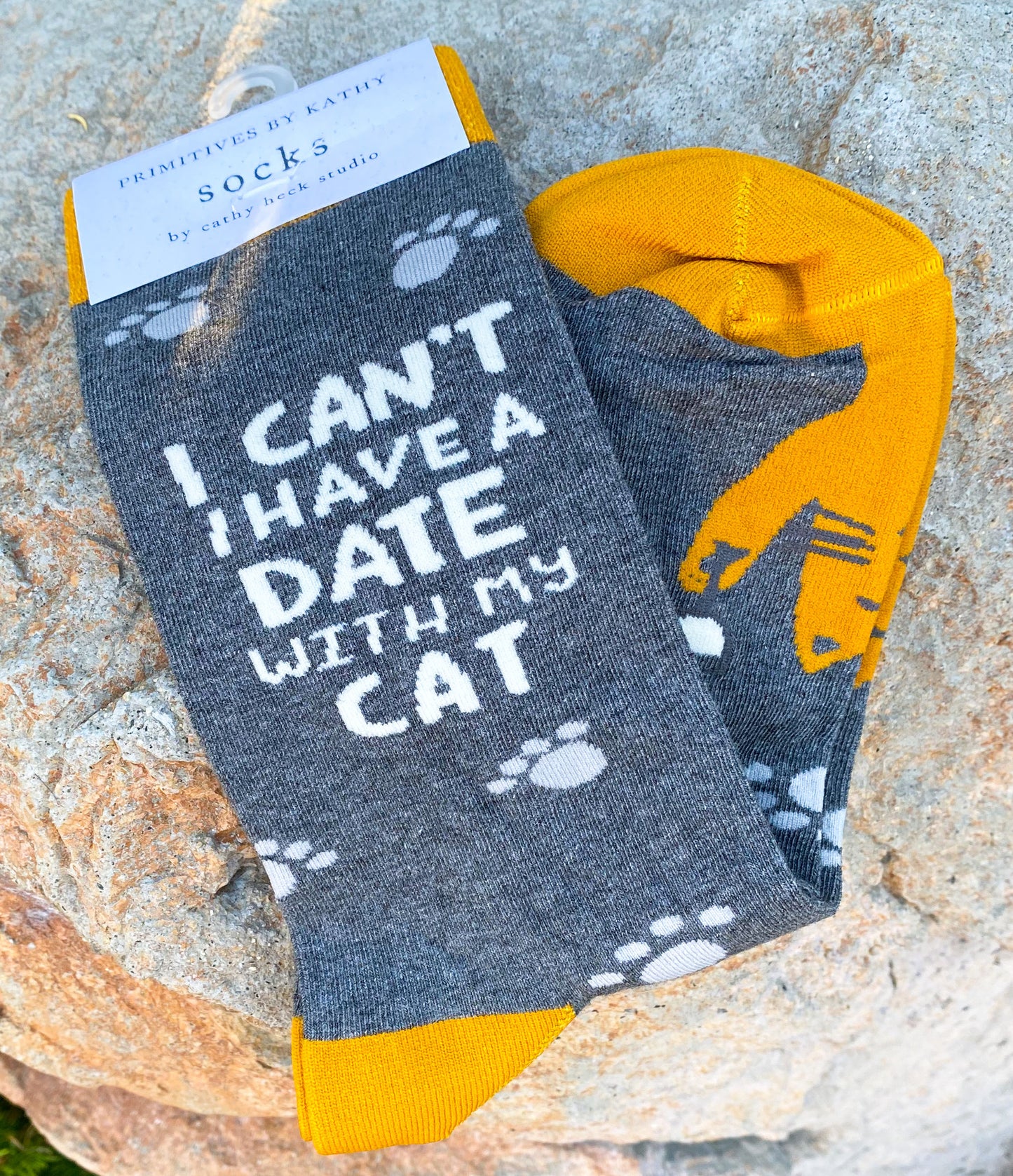 Cat Socks - "I can't I have a date with my cat"