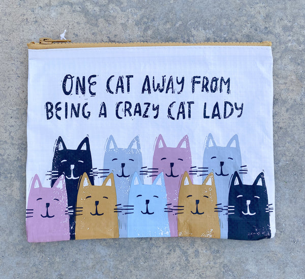 Cat Zipper Pouch - Med 9.5